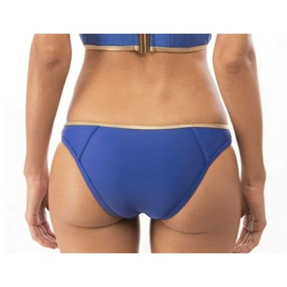 NWT Andrea Iyamah Deshi Bikini Bottom‎ Blue & Gold Swimwear Size M - Picture 2 of 9
